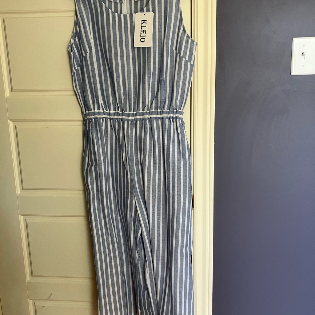 Kleio Blue And White Striped Jumpsuit